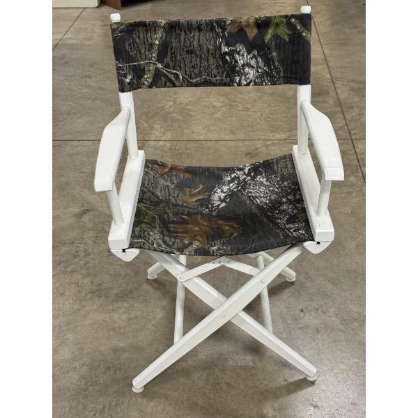 Camo Foldable Director's Chair With Wood Base 35" x 20" - Brand New 