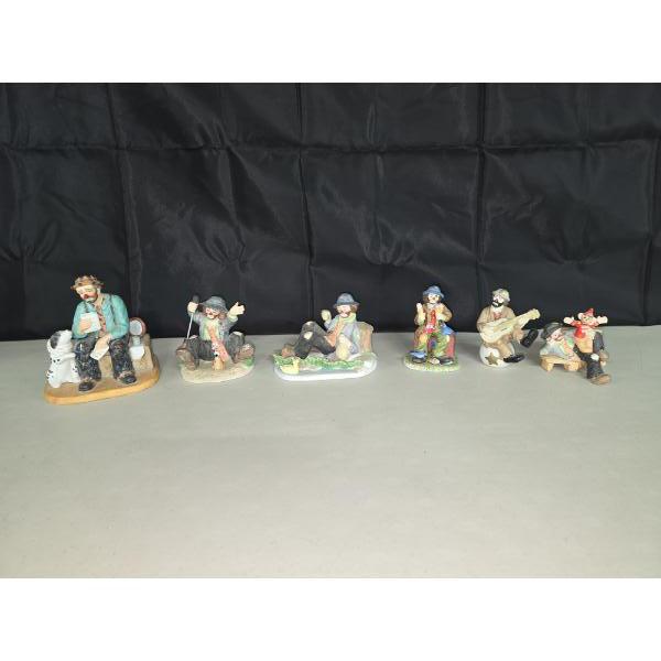 Lot of 6 Emmet Kelly Clown Porcelain Figurines - The Circus Collection