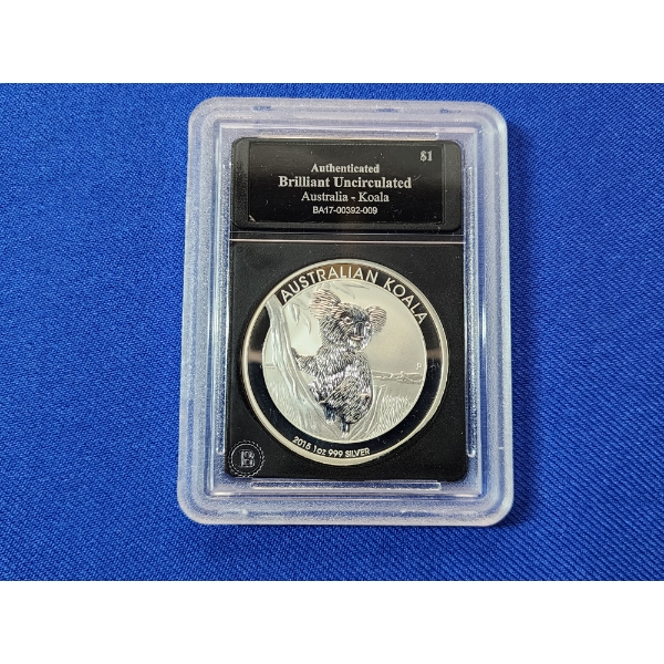 The Bradford Exchange Mint BU 2015 Australian Koala $1 1oz .999 Silver Coin