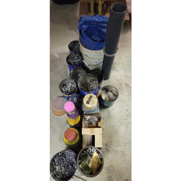 Louisville Home Pickup - Lot Of Assorted Cans With Nails - Various Hardware  & Other Items - See Pic
