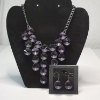Image 1 : Purple Gemstone Statement Necklace & Matching Earrings