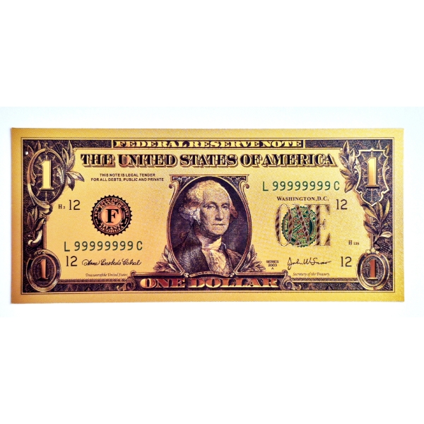 $1 US Currency Gold Foil Note - 24k (.999) Gold Foil 1 of 7 in The Modern Note Series Offered