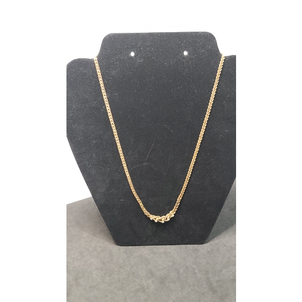 10K Gold Women's Rope Style Necklace With Clear Stones - Weight: 9.4g