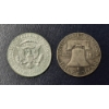 Image 2 : 2 Pcs 90% Silver Silver Halves - Franklin & Kennedy - See Pictures