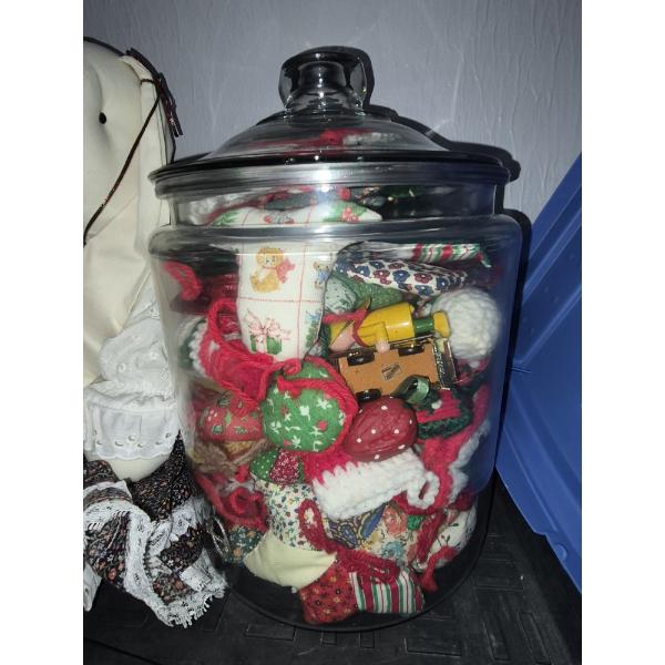 PICKUP IN NORTHFIELD - Large Jar Of Christmas Knitted Items - See Pics 