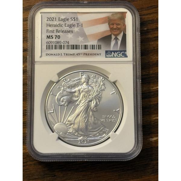 2021 Eagle S $1 Heraldic Eagle T-1 First Releases MS 70 - 1 Oz. Fine Silver - FV $1.00 