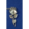 Image 5 : Sterling Silver Flower Necklace Pendant W/ Small Green Stone & Stainless Steel Magnetic Clasp Chain 