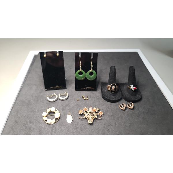 Gold Filled & Gold Plated Brooches, Rings, Pins & Earrings - See Photos For Ring Size