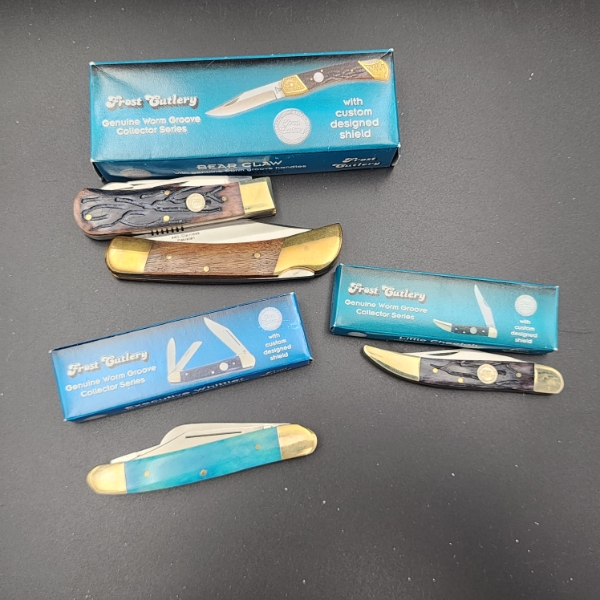 Four Assorted Frost Cutlery Knives in Boxes - See Photos!
