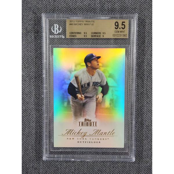 Beckett 9.5 GEM MINT Graded 2012 Topps Tribute #48 Mickey Mantle 