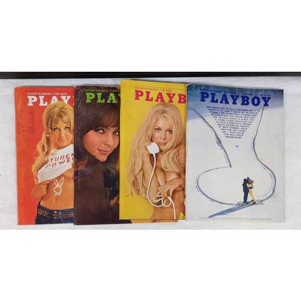 Collection of Four Vintage Playboy Magazines ~ Featuring 1968 & 1969 Editions!