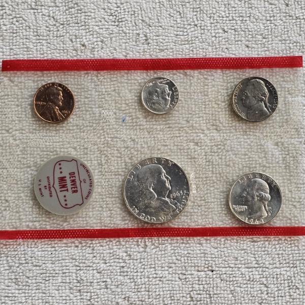 1963 United States Mint Uncirculated Coin Set ft. 90% Silver Half-Dollar, Quarter, and Dime