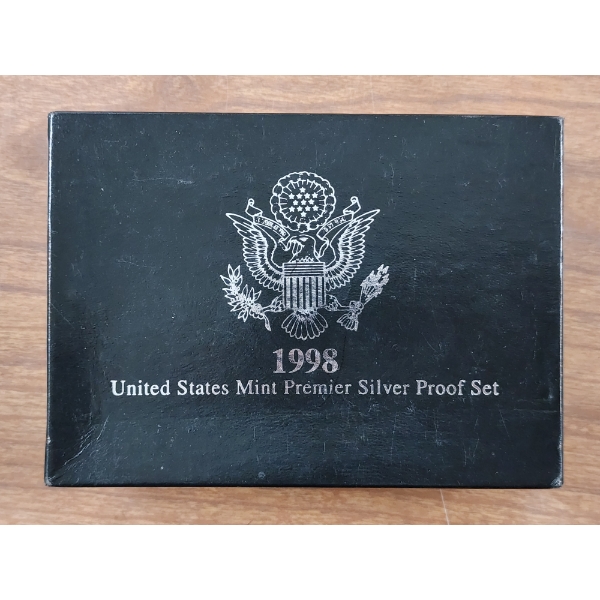 1998 United States Mint Premier Silver Proof Set Featuring $0.85 in 90% Silver Coins
