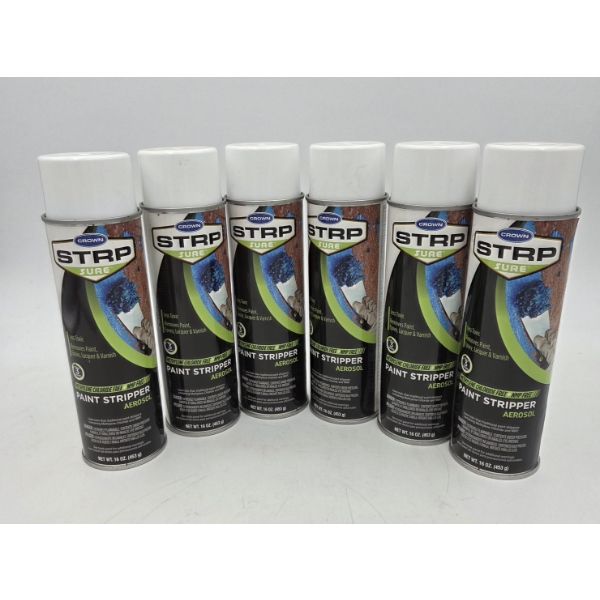 Six Brand New 16oz Crown Strip Sure Paint Stripper Spray