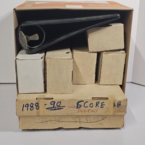 Vintage 1988-1990 Baseball Trading Card Cardboard Storage Boxes With Black Binder