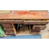 Image 1 : Large 45"x30" Solid Wood Antique Desk, Anderson Green File Cabinet 52"x15"