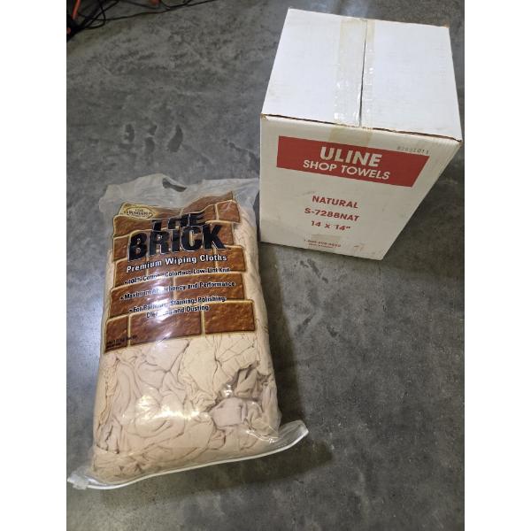 Brand New Uline 14''x14'' Shop Towels, And The Brick 100% Cotton Cloths 