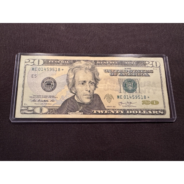 Series 2013 United States $20 Andrew Jackson STAR NOTE In Protective Holder - Excellent Condition