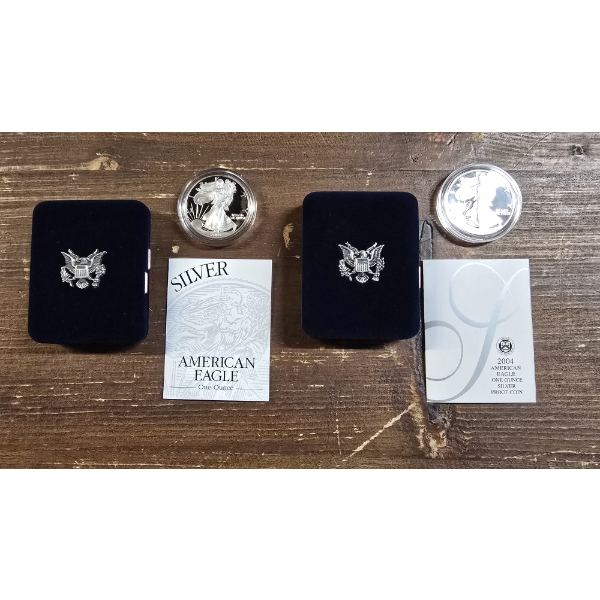 (2) American Silver Eagles - 2003-W & 2004-W