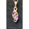 Image 2 : 10K Gold 19" Necklace With 10K Gold Infinity Shaped Amethyst Pendant & Matching Earrings-Weight 5.6g