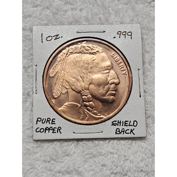 Copper Native American Obv. Shield Rev. 1 AVDP oz. .999
