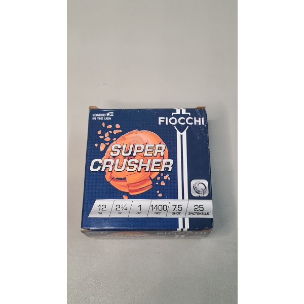 Box Of (25) Fiocchi Super Crusher 12 Gauge 2 3/4 Inch Shotshells