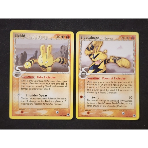 Two Delta Species Vintage 2006 Pokemon Trading Cards - Elekid & Electabuzz