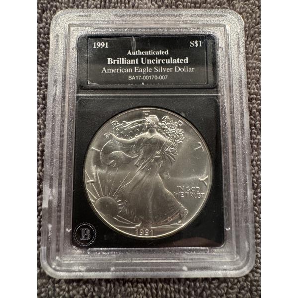 1991 United States Brilliant Uncirculated American Silver Eagle .999 Silver Troy Ounce