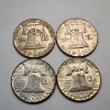 Image 2 : Four 1954 United States 90% Silver Franklin Half Dollars - FV: $2.00
