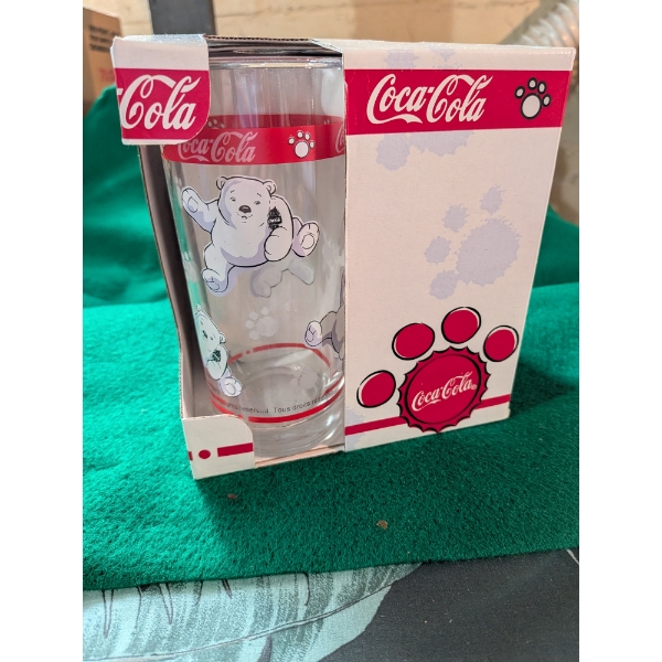 New In Box Coca Cola 4 Pack Of Glasses, New Pretty Crystal Bowl, New Crystal Candy Dish, And New Val