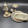 Image 1 : Nice Lot of Assorted Silverplated Items: Pitcher, Trays, Sugar/Creamer Bowl - Total Weight: 6.0 lbs
