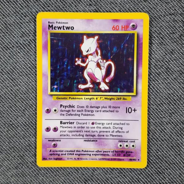 Mewtwo 10/102 Holo Rare Vintage Base Set Pokemon Trading Card in Near Mint Condition!