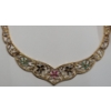 Image 2 : Sterling Silver Gold Plated Necklace With Genuine Rubies, Sapphire & Emerald Widia - Weight: 32.6g