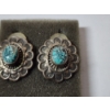 Image 3 : Native-Style Sterling Silver Turquoise Floral Earrings - TW: 14.9