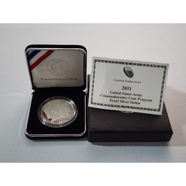 2011 U.S. Army Commemorative Proof 90% Silver Dollar In Presentation Box w/ CoA