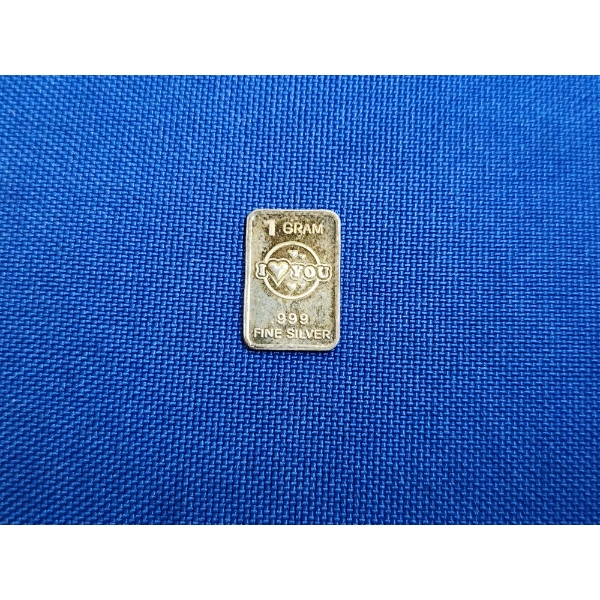 1 Gram .999 Fine Silver Bar - Heart Design