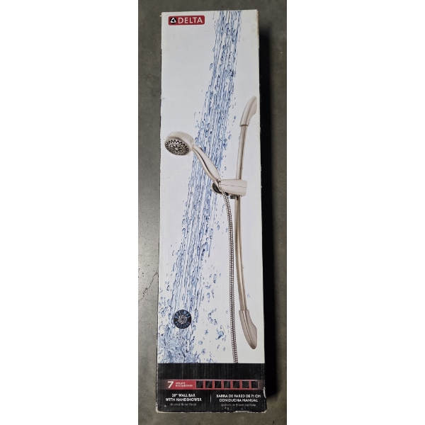 New In Box- Delta Wall Bar With Shower Head- Brushed Nickle Finish