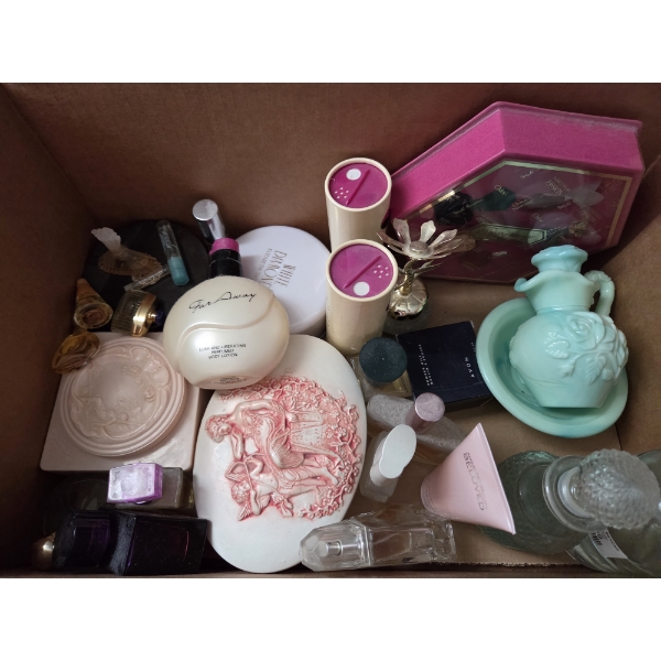 PICKUP IN CANTON - Assorted New Mini Perfume Collection, Scented Powders, And Dressing Table Decor 
