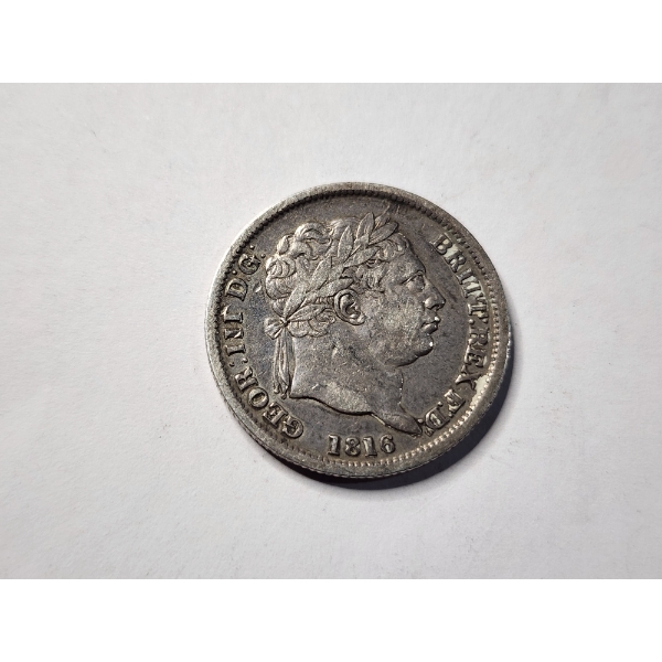 1816 George III 6 Pence Sterling Silver (92.5%) Coin ~ OVER 200 YEARS OLD!