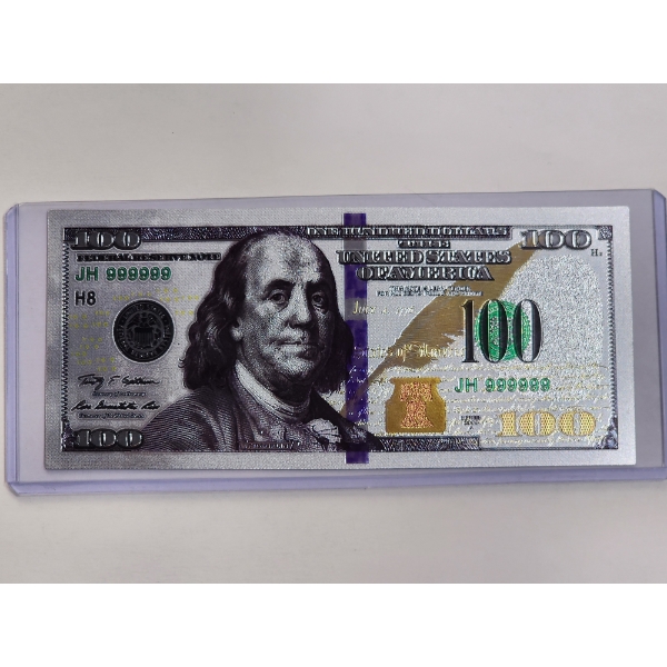 Incredible .99999 Silver $100.00 Foil Note In Protective Holder - Mint Condition