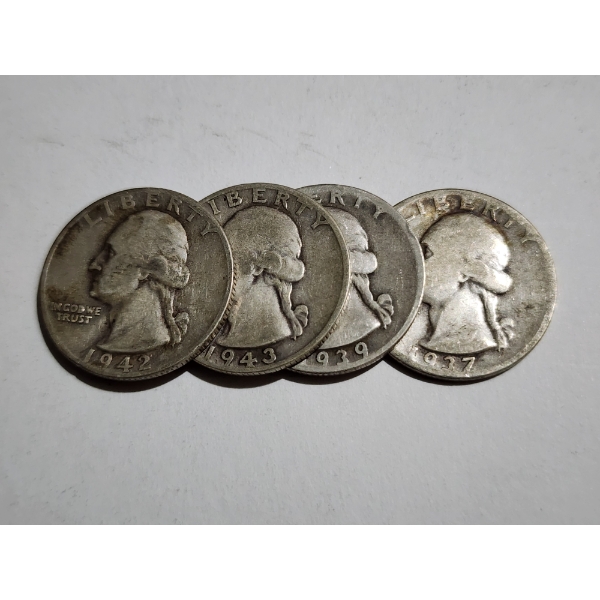 $1.00 Face Value in Assorted United States 90% Silver Washington Head Quarters 