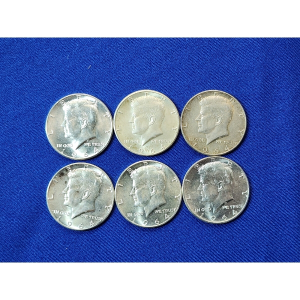 x5 Assorted Years Kennedy Half Dollars 40% Silver Face Value $3.00