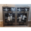 Image 3 : Superb! - Japanese Carved MOP Geisha Girls On Black Enamel & Silver Embellished Side Chest