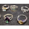 Image 7 : Beautiful Sterling Silver Rings Ft. Citrine, Black Sapphire & Rainbow Topaz - Total Weight of 22.5 G