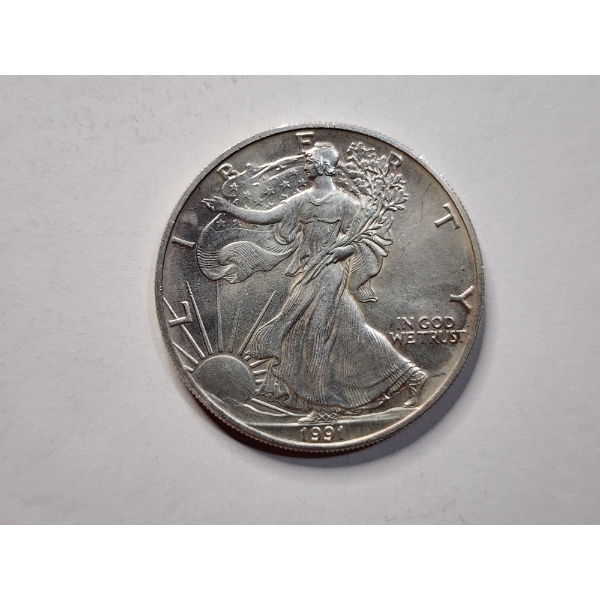 1991 United States 1 Oz Silver American Eagle Round
