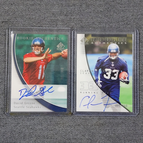 Two Upper Deck Seattle Seahawks Autographed & Numbered Rookie Authentics Football Trading Cards