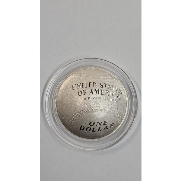 2014-P National Baseball Hall of Fame Commemorative Curved 90% Silver Dollar In Coin Capsule