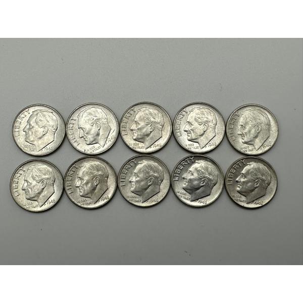 Uncirculated Condition 1946 Silver Roosevelt Dimes - 90% Silver, 1.00 $Face Value