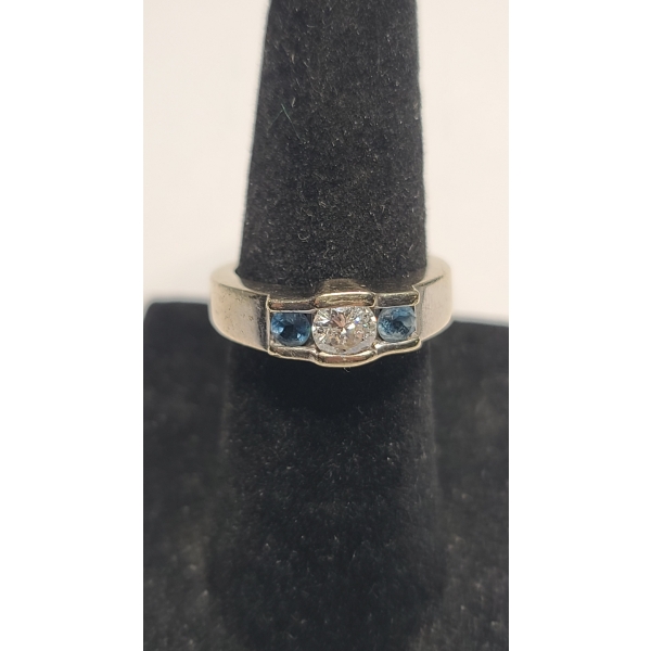 14K Yellow Gold Aquamarine & Diamond Ring - Size 5 - Weight: 5.2g