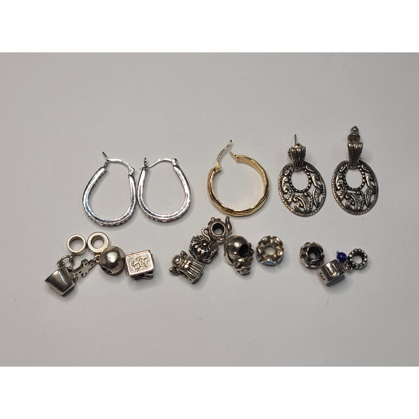 Collection Of Sterling Silver Pandora Charms & Earrings - Total Weight: 52.1g